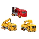 DRESSOOS Spielzeugautos Set Sanitäter LKW Technik Van & Feuerwehrauto ägheitsfahrzeuge Für Kinder Bagger Kran & Mischer LKW Ideales Spielzeug Für Kleinkinder