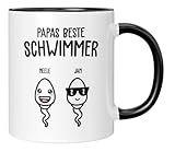 TassenTicker - Papas beste Schwimmer - Personalisiert - bester Papa - Geschenke - Geburtstag - Vatertag - Vatertagsgeschenk - Vater Geburtstagsgeschenk (2 Kinder)