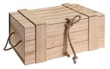 Meinposten Holzkiste mit Deckel Kiste Schatzkiste Schatztruhe Holzkasten Holz braun Truhe mit Deckel (H 11 x B 30 x T 20,5 cm)