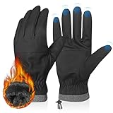 LOKZEER Winterhandschuhe für Herren und Damen: Touchscreen, wasserdicht, winddicht, warme Handschuhe mit Thermofutter zum Laufen, Fahren, Radfahren, Reiten, Wandern, tägliche Arbeit (schwarz)