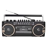 OZTYSGXM Retro Blueooth Boombox, tragbarer Kassettenspieler, Boombox, Vintage-Tape-Radio, Multifunktions-Recorder, eingebauter Akku mit großer Kapazität, TF-MP3-Player/Bluetooth, klassischer