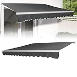 LZQ Klemm Markisen Balkon Sonnen Gelenkarmmarkise Handkurbel,Sonnenschutz Wasserdicht Staubdicht Höhenverstellbar (Dunkelgrau,2.5 * 2M)