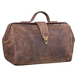 STILORD 'Percy' Arzttasche Leder Vintage Arztkoffer Doktortasche Business Handtasche Hausbesuch Echtleder, Farbe:mittel - braun