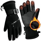 -30℃ Skihandschuhe Herren Damen, Thermo Handschuhe Herren Damen Winter, Winterhandschuhe Fahrradhandschuhe Motorradhandschuhe Thermohandschuhe Winter Herren, Fahrrad Motorrad Handschuhe (Schwarz, M)