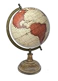 Samyuktha Vintage Brick Red World Globe with Wooden Base and Brass Finish Arc/Antique Globe/Political Globe/Educational Globe/Home Decor/Gift Item/Brick Red