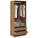 Kleiderschrank Artisan-Eiche 80x50x200 cm Holzwerkstoff mit 1 Fach und 2 Schubladen für Stauraum, Langlebiges Material mit Feuchtigkeitsbeständigkeit, Elegantes Design