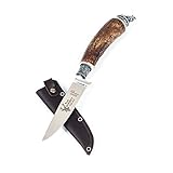 Almbock Trachtenmesser Jagdmesser Hirschhorn original Grandl - exclusives, handgemachtes Jagd-Nicker,Solinger Stahl, verziert mit Grandl und Eichenlaub für Wiesn