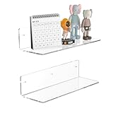 Sezanrpt 30cm klare Wandregale, feuchtigkeitsfest, Acryl Badezimmer Wandregale, klare schwimmende Regale für Badezimmer, Schlafzimmer, Wohnzimmer, Einzelhandel, 2-Pack
