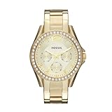 Fossil Riley Watch für Damen, Quarz-Chronographenwerk mit Edelstahl- oder Lederarmband