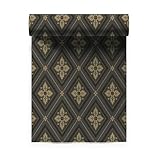 DURO Designtapete Astrid: Tapete Gammalsvenska Kollektion, QuickUp Anbringung, Neo-Renaissance Design - 10,05 m Rolle, 53 cm Breite, Gerader Ansatz, Schwarz/Gold - Waschbeständig, Lichtbeständig