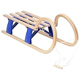 vidaXL Klappschlitten Rodel Schneeschlitten Rodelschlitten Klapprodel Hörnerrodel mit Zugseil Metallläufern Winter 110cm Sperrholz