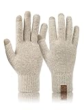 Niwicee Strickhandschuhe Touchscreen Winter Fleece Warme Stretch Handschuhe Herren Winter Handschuhe Damen Frauen Winterhandschuhe Wandern Arbeit Für Indoor-Outdoor-Beige-Damen-