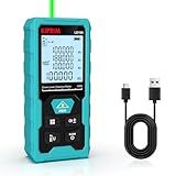 Kiprim Laser-Entfernungsmesser Grün, 100 m Digitales Messgerät mit USB-Typ-C-Akku, ±2 mm Genauigkeit, Elektronische Libelle, 10 Messmodi, Klasse II Laser, Reflektorplatte, LD100