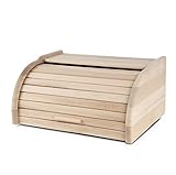 Brotkasten Groß mit Rolldeckel natur | Brot-Aufbewahrungsbox Küche Brotbox Holzbox für Brot | Rollbrotkasten Brotbox Brotbehälter |38 x 29 x 18| (natur-Buche)