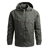 Mymyguoe Regenjacke Herren Wasserdicht Atmungsaktiv Übergangsjacke Mit Abnehmbarer Kapuze Outdoor Jacke Wanderjacke Regenmantel Klimaschonende Stehkragen Mantel Winterjacke Windbreaker