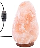 Lunartec Salzstein: Große Salzkristall-Lampe mit Echtholzständer, LED-Leuchtmittel, 5-7 kg (Salzlampe LED, Salzlampe groß, Wohnzimmerleuchten)