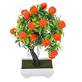 NUOBESTY Künstlicher Orangenbaum Bonsai Realistische Künstliche Topfpflanze Pflegefrei Grüne Wohn und Bürodekoration Geschenkidee