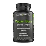 Sportsaffinity Vegan Burn I 90 hochdosierte Grüntee-Komplex Kapseln I 450mg L-Carnitin - 300mg Grüntee-Extrakt - 300mg Guarana-Extrakt - 100mg Maca - 118mg Koffein I Natürlich Vegan & Hochdosiert
