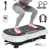 HomeFitnessCode Vibrationsplatte mit Bluetooth - Vibrationsgerät Zuhause mit 99 Intensitätsstufen + 5 Vorprogramm Fitnessgerät für Ganzkörpertraining Gewichtsabnahme Muskelaufbau (Weiß)