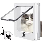 Katzenklappe Innentür-Tür mit 4-Wege,27 * 23 * 5,5 cm Katzenklappe, Katzentür, Einfache Installation Katzentür Haustiertür, für Innen Außentür, Fenster,Wand (Weiß, L)