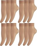 BANANALU 12 Paar 20 Den Nylon Socken feinstrumpfsöckchen Großpackung Vera 20 Naturale One Size
