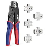 5-teiliges Crimpzange Set - TUBTAP® Crimpzange für isolierte & nicht isolierte Kabelschuhe, Schrumpfschläuche, Aderendhülsen – Krimperzange, Aderendhülsenzange - mit Wechselbacken
