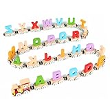 27 Pack Magnetic Zug Holzspielzeug, Montessori Spielzeug ab 3 Jahre, Holzeisenbahn Magnet Spielzeug Kinder, Montessori Buchstaben Zug Holz Lernspielzeug, Magnetzug Kinderspielzeug ab 3 Jahre (D)