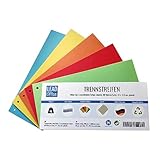 Trennstreifen, 200 Stück, 5 Farben: intensiv, 40 Stück je Farbe, 24 x 10,5 cm, gelocht, 180g/m², zum Sortieren und Trennen von Dokumenten bis DIN-A4-Format