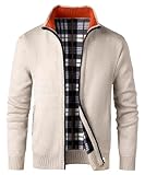 KTWOLEN Herren Strickjacke Cardigan Fleece-gefüttert Strickjacken Sweatjacke Langarm Winterjacke, C-Beige, XL