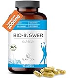 Bio Ingwer Kapseln I 3000mg Tagesdosis I 180 Ingwer-Kapseln hochdosiert I laborgeprüft I Bio Ingwer Pulver I veganes Ingwer-Präparat I Ohne Zusätze I PlantDEA