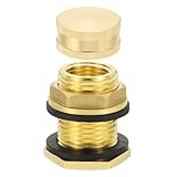 PATIKIL Messing-Schottverschraubung mit Stecker, 1,27 cm NPT-Innengewinde x 1,9 cm GHT-Außengewinde, Gartenschlauch-Gewinde, Doppelgewinde, Schott-Wassertankanschluss für Regeneimer, Waschbecken,