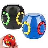 2 Stück Rotating Magic Cube with Balls – Fidget Puzzle Toy, Rotierender Fingerwürfel Intelligenz Spiele, Magic Bean Würfel Spielzeug, IQ Game Spinnende magische Bohnen Dekompression Puzzle Toys