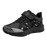 Klettverschluss Laufschuhe Hallenschuhe Jungen, Mesh Sportschuhe Atmungsaktive Sneaker Outdoor Turnschuhe Leicht Basketballschuhe Minimalist Tennisschuhe Fitness Fußballschuhe für Teenager 4-13