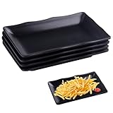duisoad 4 Stück Teller Rechteckig, Servierplatte Porzellan Rechteckige Servierplatten für Fleisch, Sushi, Snacks, Salate