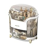 Galatée Moderner Tragbare Make Up Organizer Kosmetikbox Kosmetische Aufbewahrungs Box Mit Staubdichtem Deckel, Beauty Organizer Lippenstiftbox - Weiß