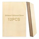Zeawavsl 12 StüCk Sperrholzplatte, 300 X 200 X 2 MM Lindensperrholz Naturholz Bastelholz, Unbehandelte Bastelholzbretter, Bastelholzbretter FüR Diy-Modellbau, Basteln, Malen (20 * 30 * 0.2)