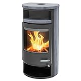 H&M Germany Kaminofen Solido 8 kW oval, Speckstein, große Scheibe, Gusstür, externer Luftanschluss 100 mm