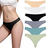 flintronic String Tanga Damen Nahtlos, 6PCS, Seamless Slip, Frauen Nahtlose UnterwäSche, Unterhose No Show Microfaser, Ohne Naht Unsichtbare Unterhosen, Invisible Women Thong Underwear, M
