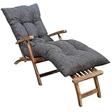 bananair - Auflage Gartenliege, Liegenauflage 195x65 cm | Dick, Bequem & Langlebig | Sonnenliege/Liegestuhl Auflage, Leicht und Einfach mit Klettverschlüssen zu Befestigen (Grau, 195 x 65 x 15 cm)