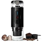 Tragbare Espressomaschine, 18 Bar 12 V Auto elektrische Kaffeemaschine kompatibel mit gemahlenen und NS-Kapseln, 3 bis 4 Minuten selbstheizende USB-Aufladung, für Büro, Reisen, Rucksackreisen, Camping