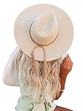 MANBEIYA Stroh Sonnenhut für Frauen, Damen Sonnenhut Faltbarer Floppy-Strohhut mit breiter Krempe und schöner Schleife, Summer Beach Outdoor-Hut UV-Schutz UPF 50-Hut (Beige)