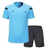 SHINESTONE Herren-Schiedsrichter-Trikot, für Fußball, Kurze Ärmel (Blue, XL)