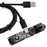 ELP 120fps 3D Stereo USB Kamera Global Shutter 1200P Synchronisierung Dual Lens USB Kameramodul 90 Grad Kamera für PC Computer Plug and Play zur Gesichtserkennung Scannen von QR Codes