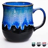 600 ml große Kaffeetasse aus Keramik mit Henkel, handgefertigte Teetasse mit Ofenwechselglasur, originelle Kaffeetasse für Kaffee, Tee, Milch oder andere Flüssigkeiten (Kiln Transformation Becher B)