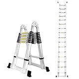 5M Aluminium ausziehbare Leiter Doppelseite 2,5M+2,5M Teleskopleiter Klappleiter Mehrzweckleiter Stehleiter 150 kg Belastbarkeit