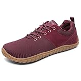 SAGUARO Barfußschuhe Wish Ⅰ- Herren Damen Knit Barfußschuhe - Breite Zehen Barfussschuhe - Outdoor Flexibel Barfuss Schuhe - Leicht Barfuß Zehenschuhe - Minimalistische Mit Zero-Drop Rot, Gr.39