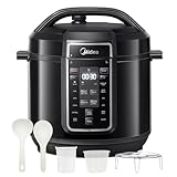Midea Elektrischer Schnellkochtopf 9-in-1, 8L Multikocher 12 Voreinstellungen Instant, Joghurtbereiter, Reiskocher, Slow Cooker, Sous Vide, Dampfgarer, Nudelkocher, Edelstahl Innentopf, Schwarz