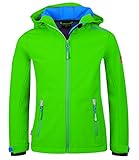 Trollkids Kinder Softshell Jacke Trollfjord, Hellgrün/Mittelblau, Größe 164