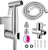 Bidet Handbrause Set, Premium Edelstahl Gebürstet Bidet Handbrause, Bidet Sprayer für Dusche Badezimmer Hygiene Toilettenpapier Windelreinigung, mit G1/2' Ventil und eine G3/8'