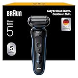 Braun Series 5 Elektrorasierer Herren, Rasierapparat mit 50 Min. Akkulaufzeit, Kabelloser Nass- und Trockenrasierer für Männer, Wasserdicht, Made in Germany, 52-B1000s, Blau